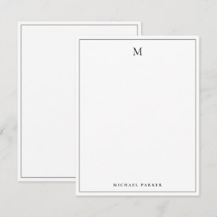 Tarjeta De Agradecimiento Elegante Monograma Negro y Blanco Profesional 