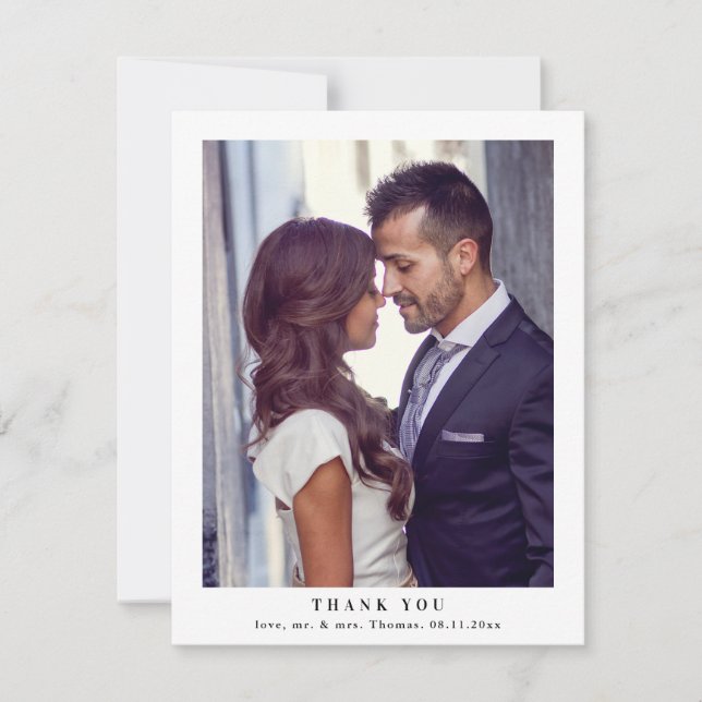 Tarjeta De Agradecimiento Elegante Monograma verde deja Boda foto (Anverso)