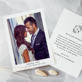 Tarjeta De Agradecimiento Elegante Monograma verde deja Boda foto