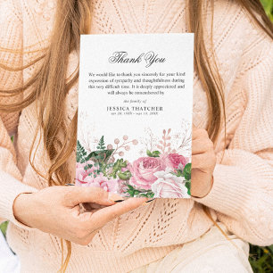 Tarjeta De Agradecimiento Elegante monumento floral de color rosa