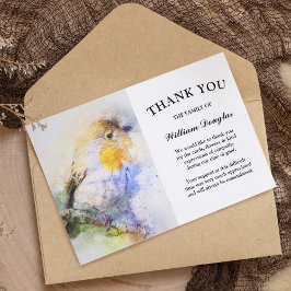 Tarjeta De Agradecimiento Elegante monumento funerario Robin de acuarela