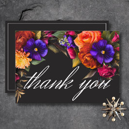 Tarjeta De Agradecimiento Elegante Moody Vibrant Harvest Floral Boda