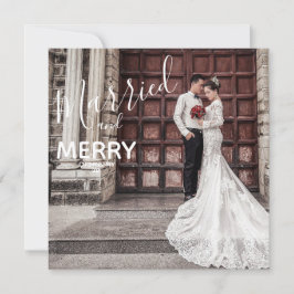 Tarjeta De Agradecimiento Elegante mora y Boda de fotografía elegante casada