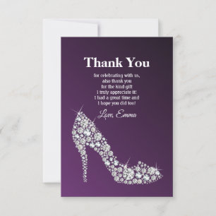 tarjeta de agradecimiento elegante morada tacones 