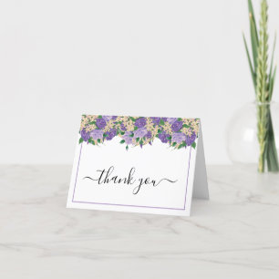 Tarjeta De Agradecimiento Elegante Morado Floral   Fiesta de cumpleaños de L