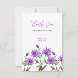 Tarjeta De Agradecimiento Elegante Morado Xeranthemum Floral Gracias