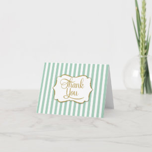 Tarjeta De Agradecimiento Elegante Mota Verde De Oro Gracias