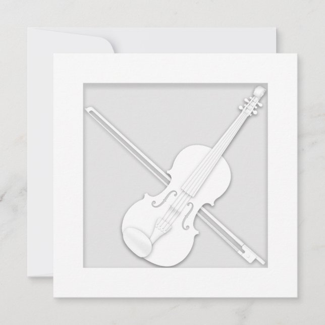 Tarjeta De Agradecimiento Elegante músico de violín de papel blanco (Anverso)
