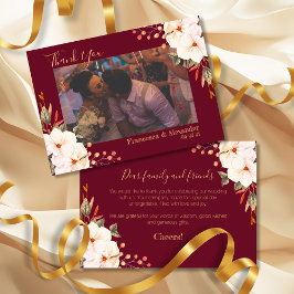 Tarjeta De Agradecimiento Elegante Naranja Borgoña Rubor Floral