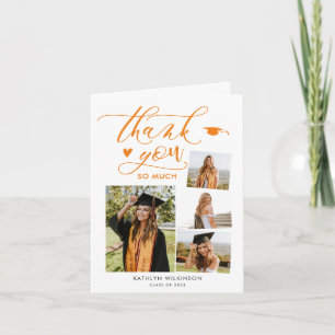 Tarjeta De Agradecimiento Elegante Naranja de guiones 4 Graduación de la Esc