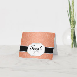 Tarjeta De Agradecimiento Elegante Naranja moderno Damasco Gracias Cartas