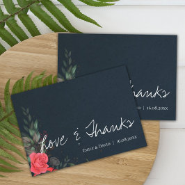 Tarjeta De Agradecimiento Elegante Naranja Peach Floral Love & Gracias Boda