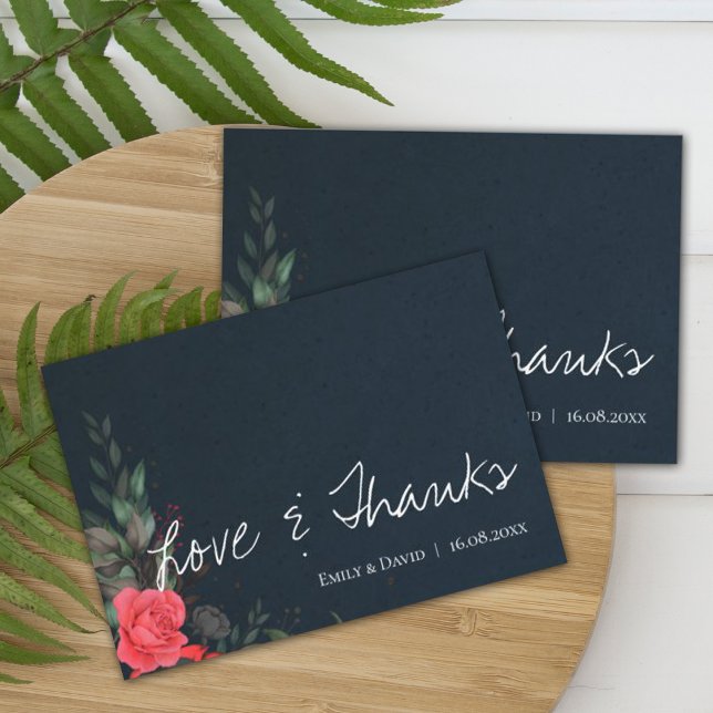 Tarjeta De Agradecimiento Elegante Naranja Peach Floral Love & Gracias Boda (Subido por el creador)