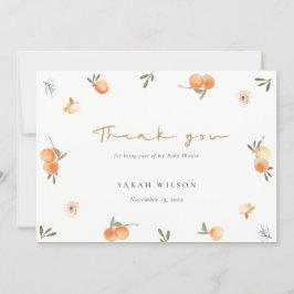 Tarjeta De Agradecimiento Elegante Naranja suave floral Boho Baby Shower