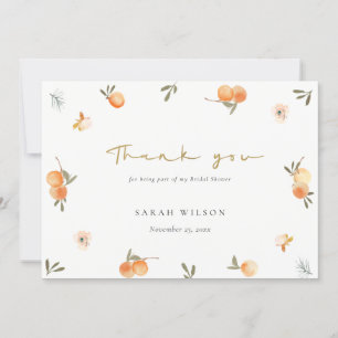 Tarjeta De Agradecimiento Elegante Naranja suave floral Boho elegante ducha 