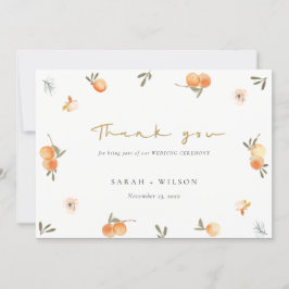 Tarjeta De Agradecimiento Elegante Naranja suave  verde Floral Boho Boda