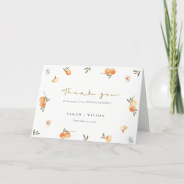 Tarjeta De Agradecimiento Elegante Naranja suave  verde Floral Boho Boda
