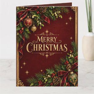 Tarjeta De Agradecimiento Elegante Navidad con herencia, nuevo botánico vint