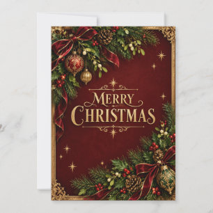 Tarjeta De Agradecimiento Elegante Navidad con herencia, nuevo botánico vint