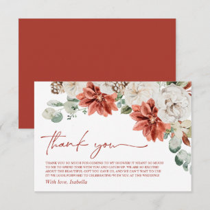 Tarjeta De Agradecimiento Elegante Navidades de invierno rojo moderno ducha