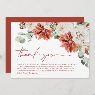 Tarjeta De Agradecimiento Elegante Navidades de invierno rojo moderno ducha 