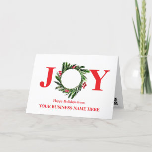 Tarjeta De Agradecimiento Elegante Navidades de Wreath con logotipo comercia