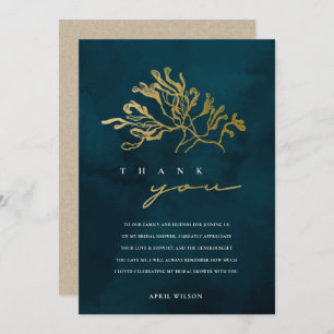 TARJETA DE AGRADECIMIENTO ELEGANTE NAVY DE ORO SUBMARINO DUCHA BRIDAL DE AGU