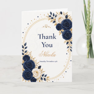Tarjeta De Agradecimiento Elegante Navy Dulces 16
