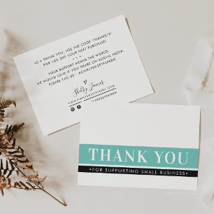 Tarjeta De Agradecimiento ELEGANTE NEGOCIO GRACIAS orden insertar verde ment