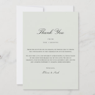 Tarjeta de agradecimiento elegante negra y verde s