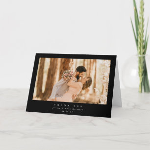 Tarjeta De Agradecimiento Elegante negro Boda de fotografía simple