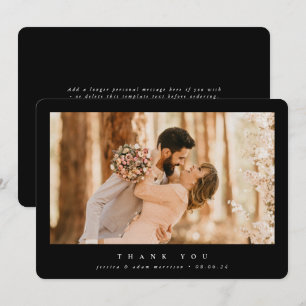 Tarjeta De Agradecimiento Elegante negro Boda de fotografía simple