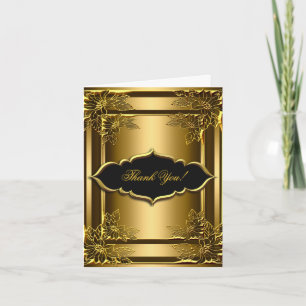 Tarjeta de agradecimiento elegante negro oro