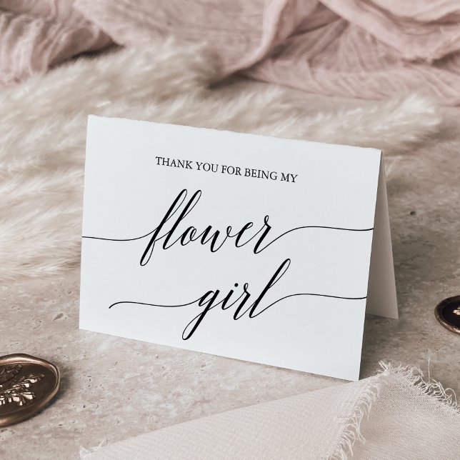 Tarjeta De Agradecimiento Elegante Niña de Flor de Caligrafía Negra (Subido por el creador)