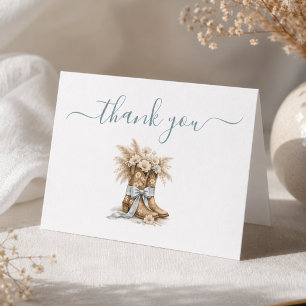 Tarjeta De Agradecimiento Elegante Niño Vaquero Baby Shower