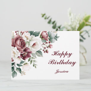 Tarjeta De Agradecimiento Elegante nombre personalizado floral Jessica