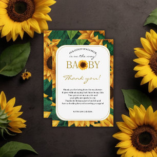 Tarjeta De Agradecimiento Elegante "Nuestro Pequeño Girasol" Baby Shower mod
