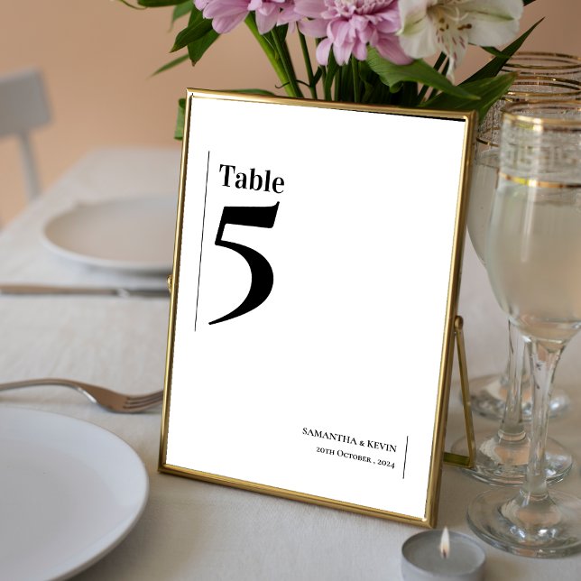 Tarjeta De Agradecimiento Elegante número de mesa de Boda clásico Minimalist (Elegant Minimalist Classic Wedding Table Number)