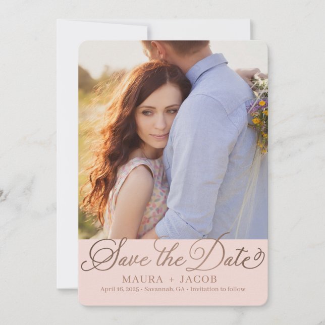 Tarjeta De Agradecimiento Elegante Nuptial Save The Date Card (Anverso)