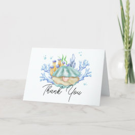 Tarjeta De Agradecimiento Elegante Ocean Pearl Under Sea Baby Shower