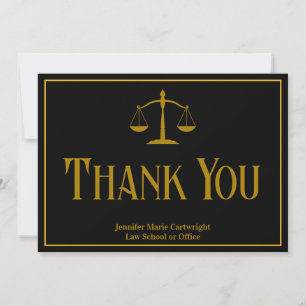 Tarjeta De Agradecimiento Elegante Oficina de Abogados de Oro Negro Personal