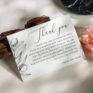 Tarjeta De Agradecimiento Elegante Olivo Boda Italiana   Mediterráneo