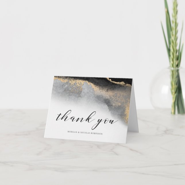 Tarjeta De Agradecimiento Elegante Opulencia Gracias con Su(s) Nombre(s) (Anverso)