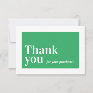 Tarjeta De Agradecimiento ELEGANTE ORDEN INSERTAR negocio gracias hoja verde