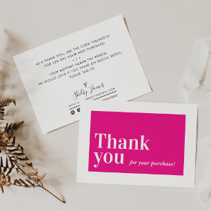 Tarjeta De Agradecimiento ELEGANTE ORDEN INSERTAR negocio gracias moda rosa