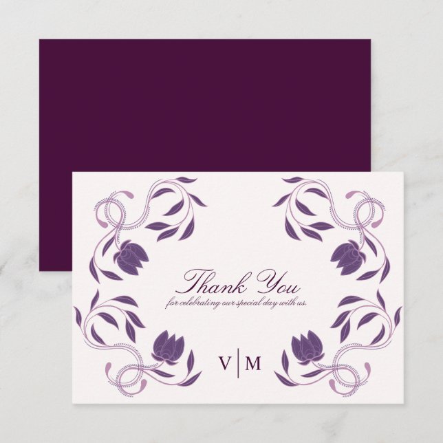 Tarjeta De Agradecimiento Elegante Ornate Paisley Fated Floral Boda (Anverso / Reverso)