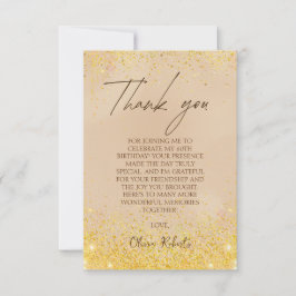 Tarjeta De Agradecimiento Elegante Oro 60 cumpleaños