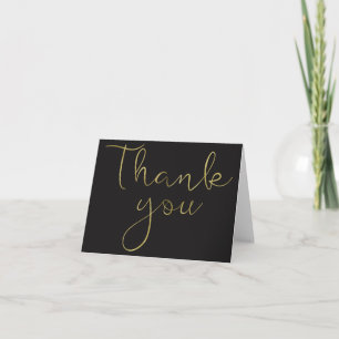 Tarjeta De Agradecimiento Elegante Oro Negro Gracias