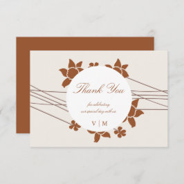 Tarjeta De Agradecimiento Elegante otoño con dos colores florales laterales