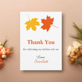 Tarjeta De Agradecimiento Elegante otoño deja flores otoñales 60 cumpleaños